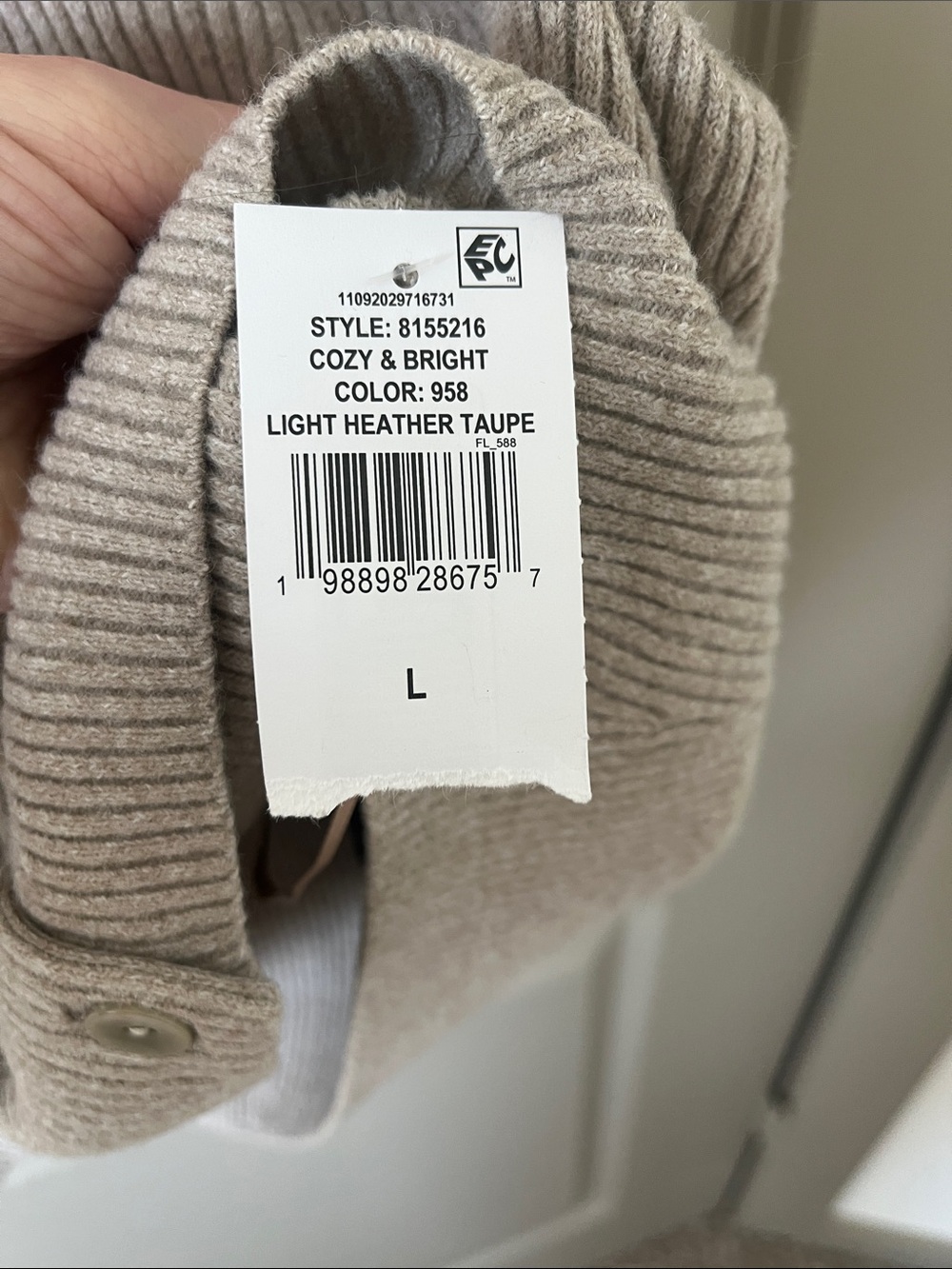 STATE Ribbed V-Neck Button-Front Tank Top — Oatmeal Beige - Picture 2 of 3